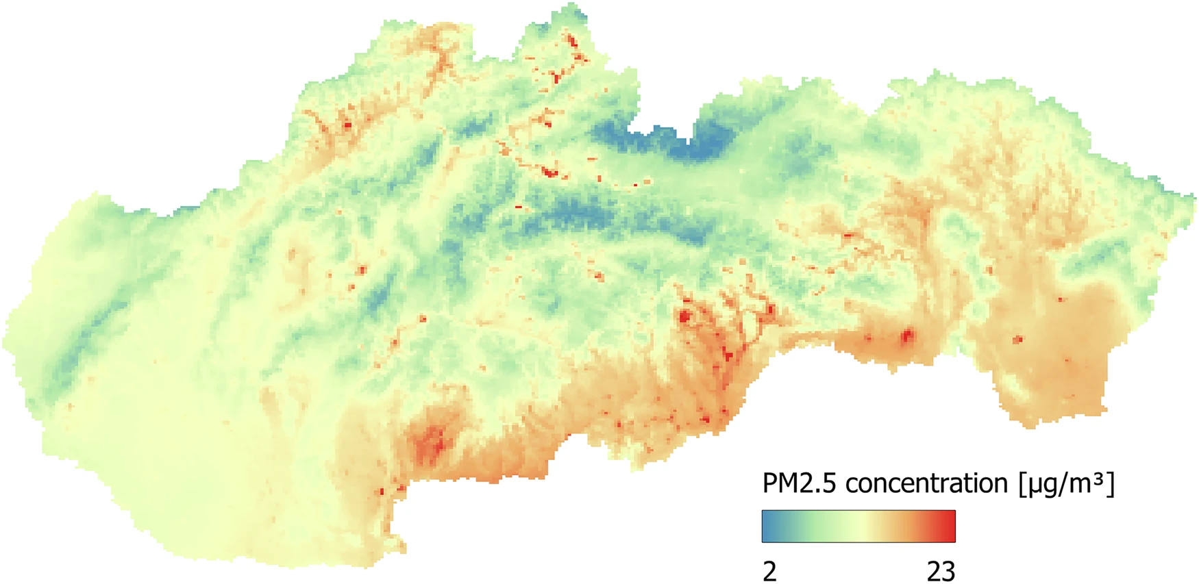 Znečistenie ovzdušia časticami PM2,5 na Slovensku (2024) 